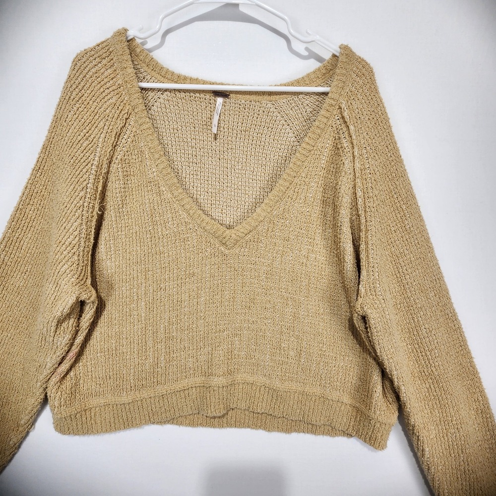 Free People Women's Cozy Chic Casual Sweater Tan Size L - Picture 2 of 7